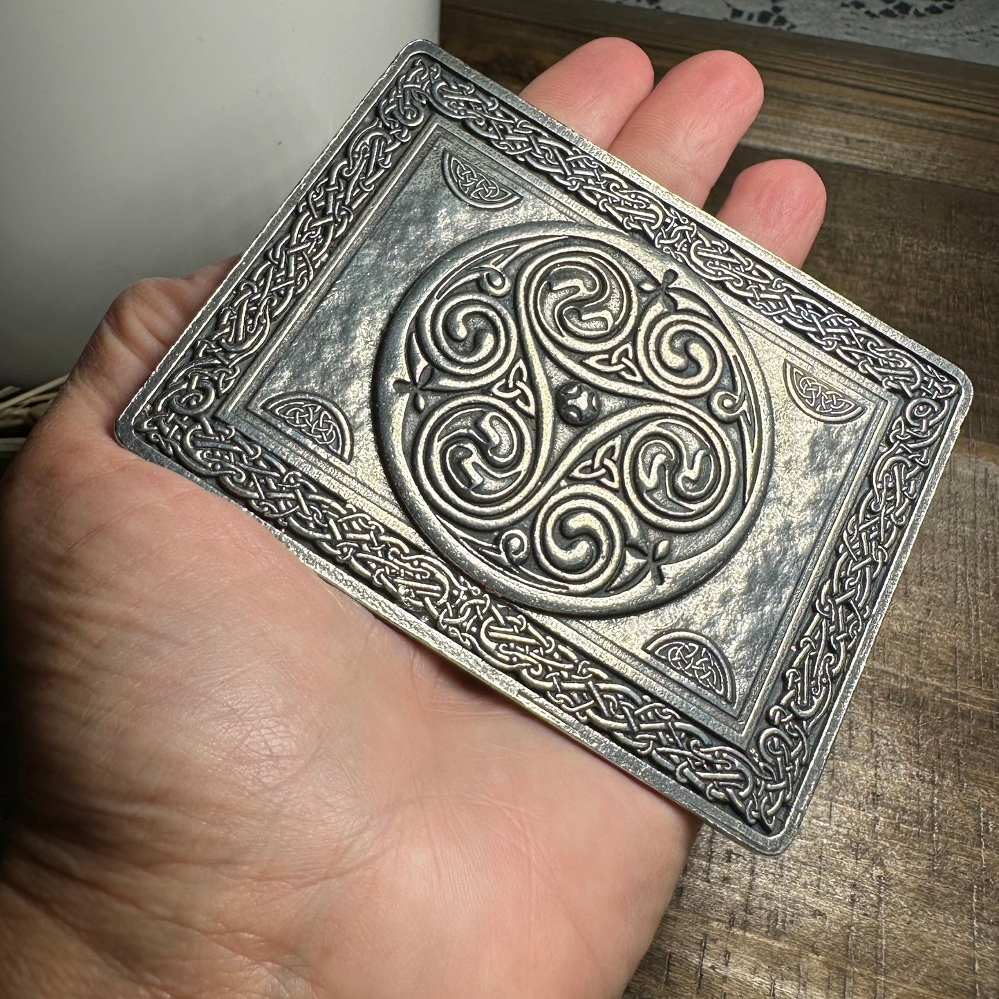 Celtic Triple Spiral Kilt Belt Buckle - Handmade in Scotland