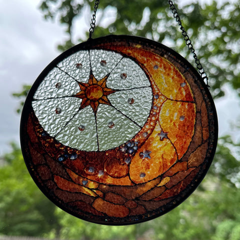 Load image into Gallery viewer, Crescent Moon &amp; Sun Suncatcher
