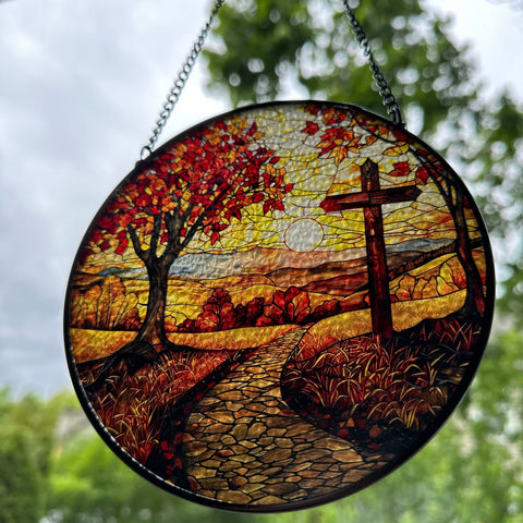 Load image into Gallery viewer, Autumn Cross Suncatcher
