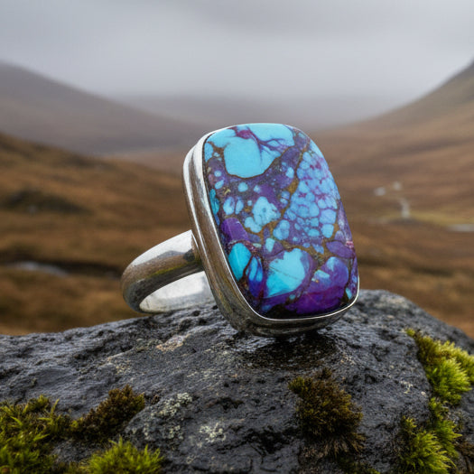 Purple Dahlia Turquoise Ring in Sterling Silver