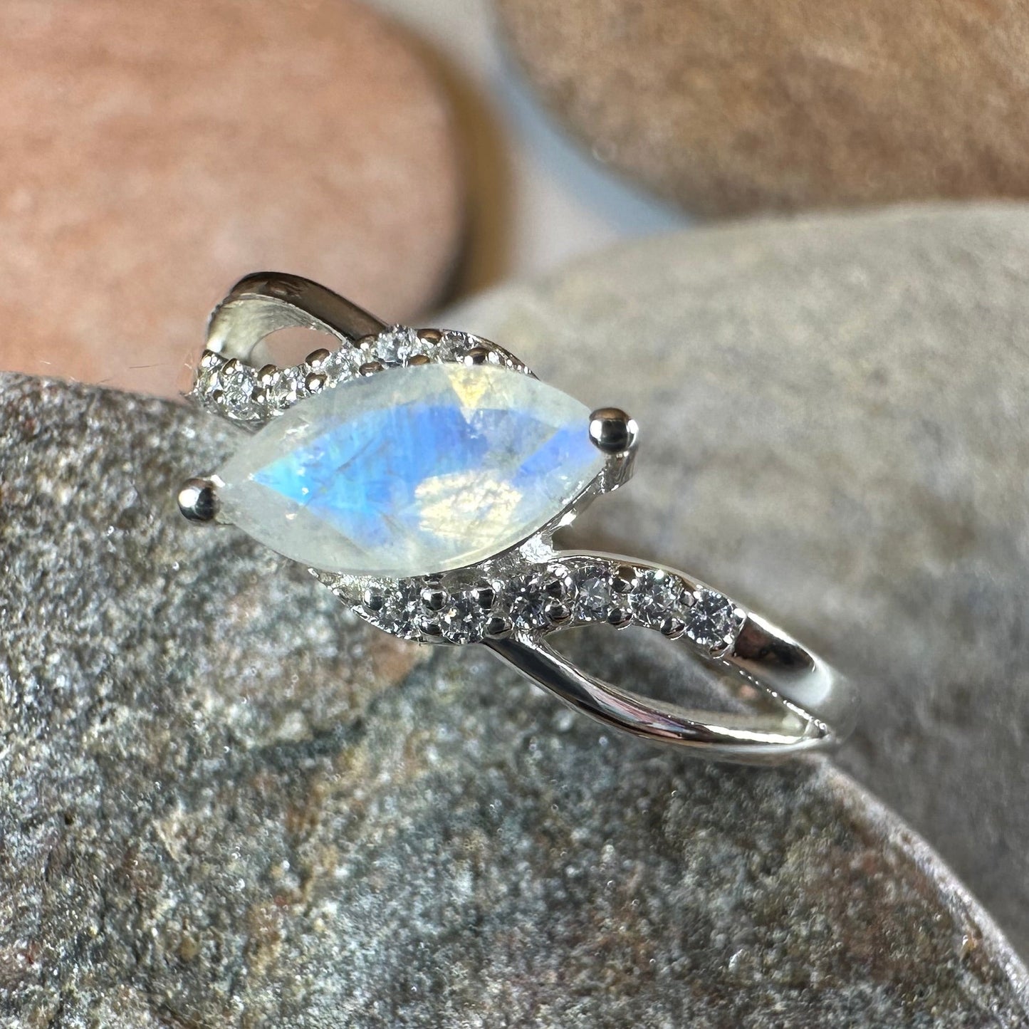 Winter Ice Moonstone Ring