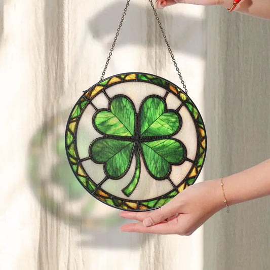 Irish Lucky Shamrock Stained Glass Gift