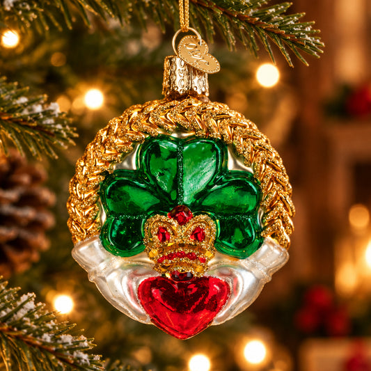 Ireland's Claddagh Ornament - Handblown Glass