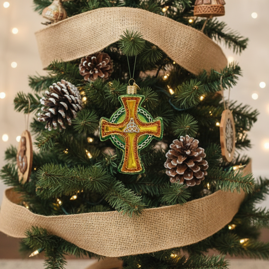 Celtic Trinity Cross Ornament - Handmade