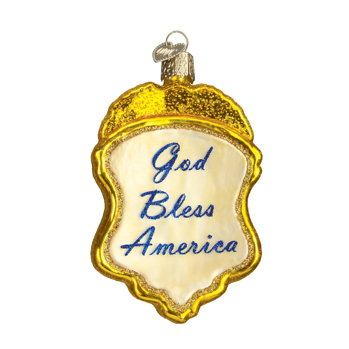 Golden Police Badge Ornament - Handblown Glass