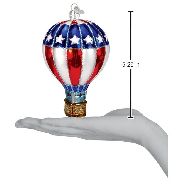 Patriotic Hot Air Balloon Ornament - Handblown Glass