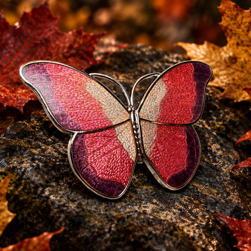Enamel Soft Hue Butterfly Scarf Ring
