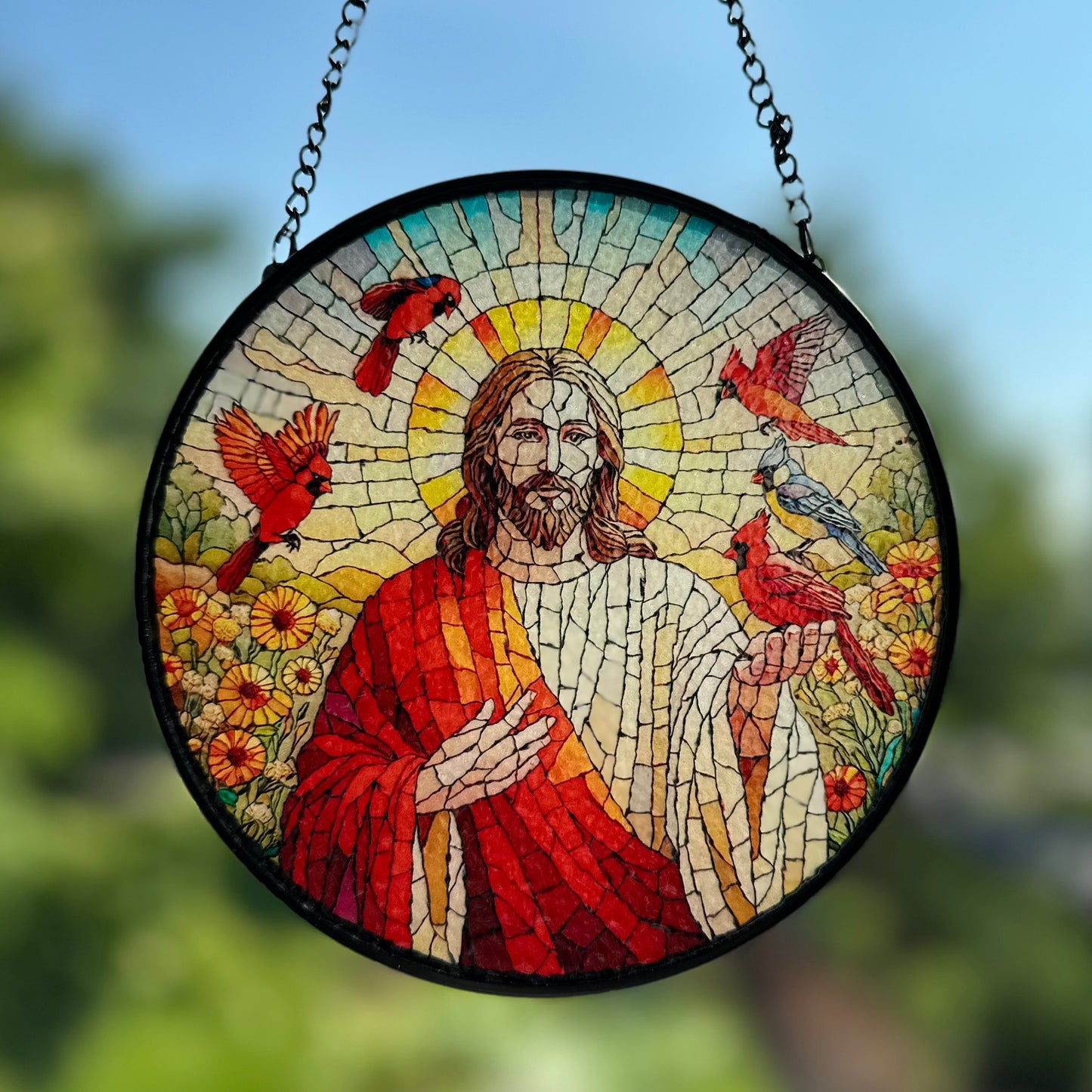 Jesus & Cardinals Suncatcher