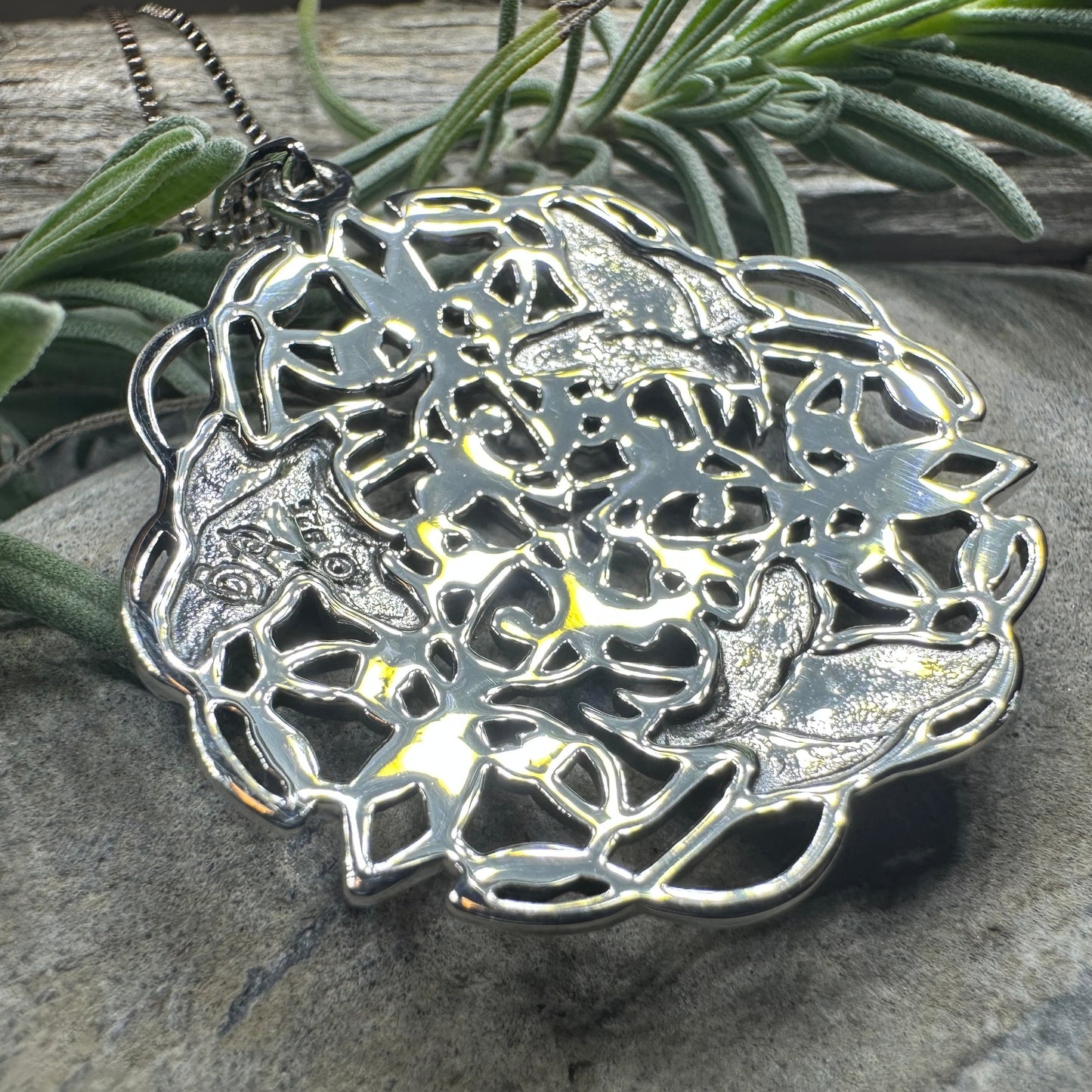 Pictish Triple Celtic Raven Necklace in Sterling Silver