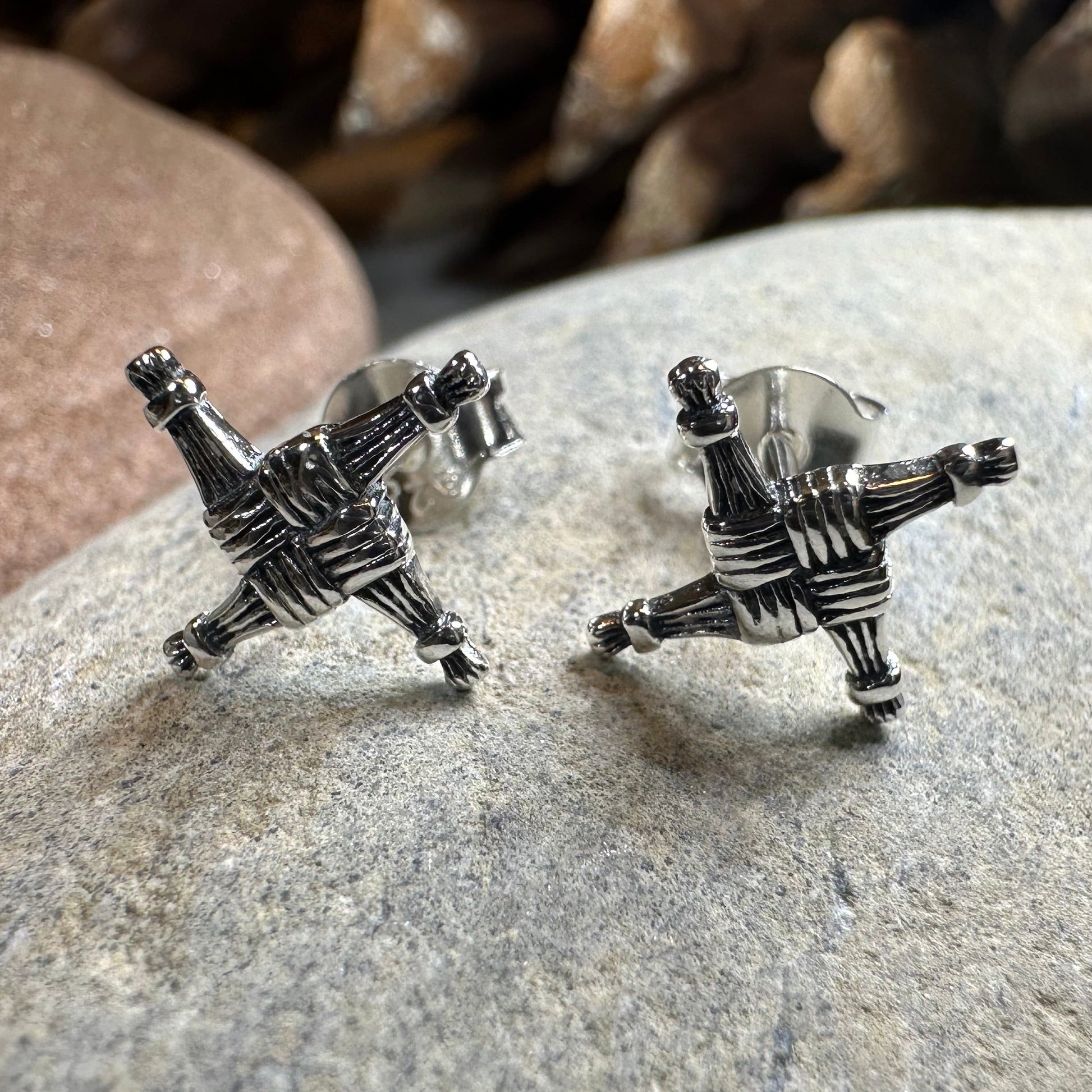 Saint Brigid's Cross Post Earrings in Sterling Silver — view 9