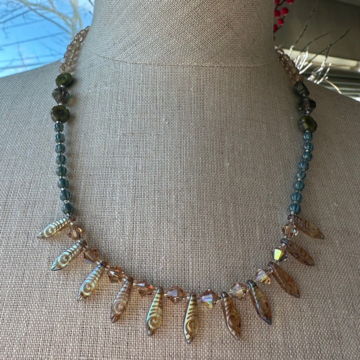 Peacock Crystal Necklace — view 4