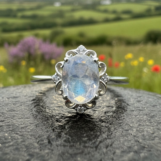 Allora Moonstone Ring in Sterling Silver