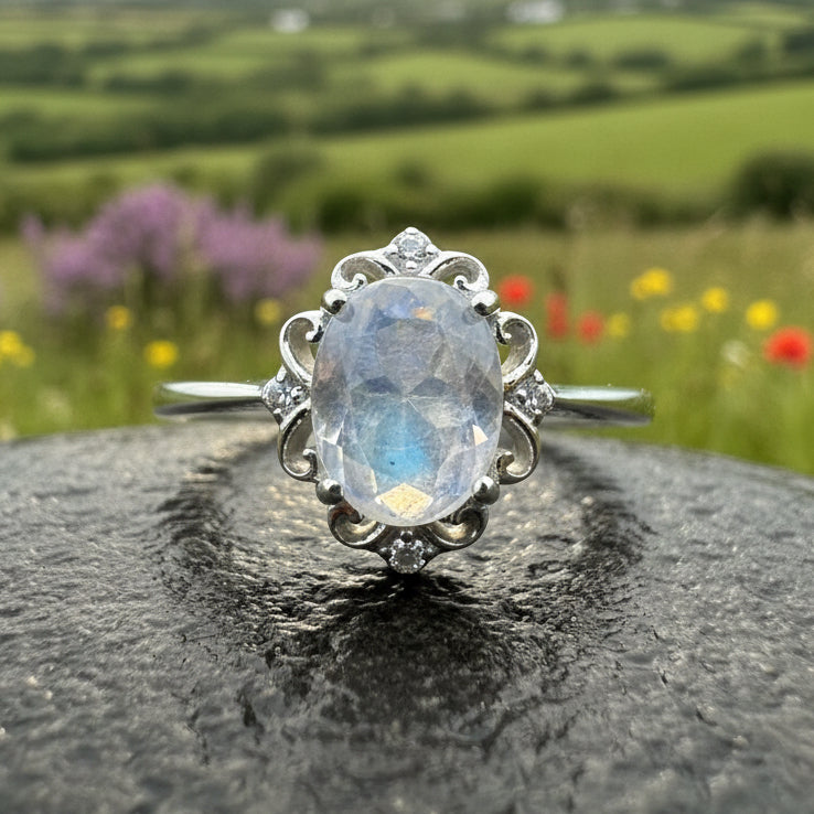 Allora Moonstone Ring in Sterling Silver