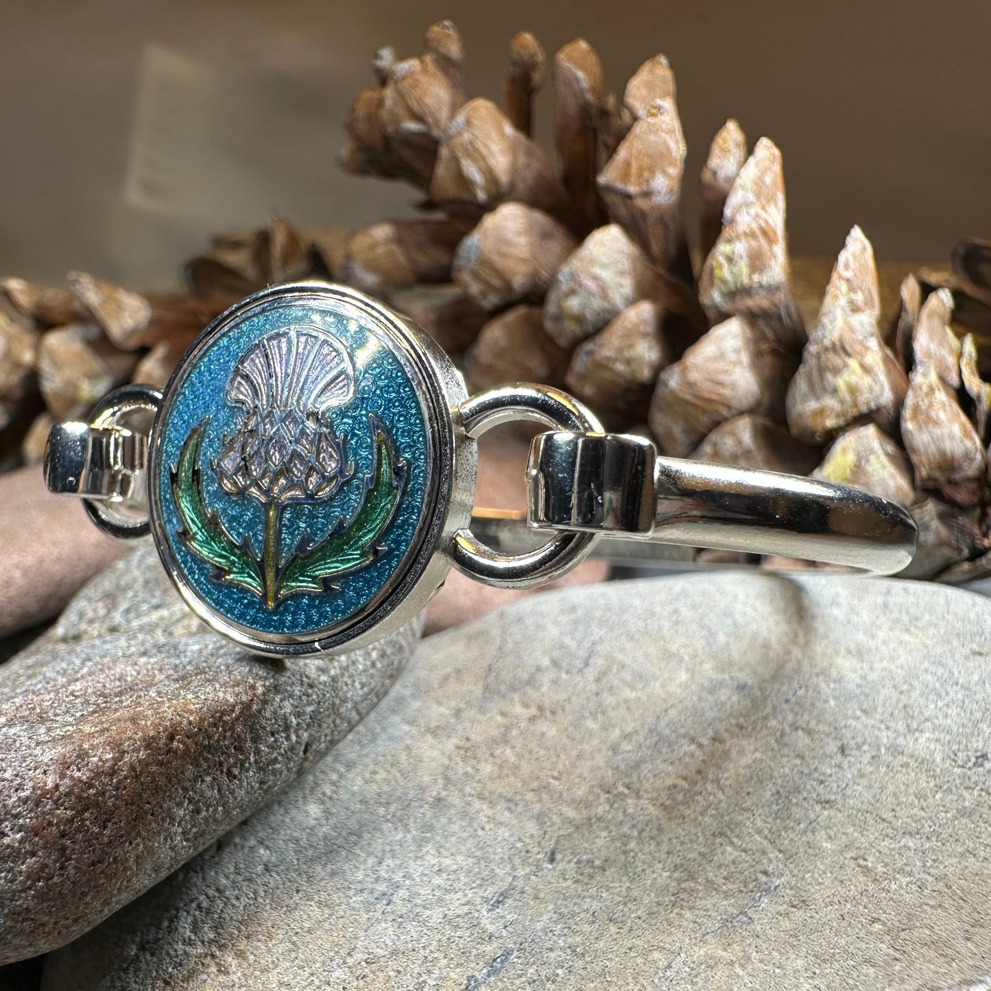Enamel Scottish Thistle Bracelet for Women
