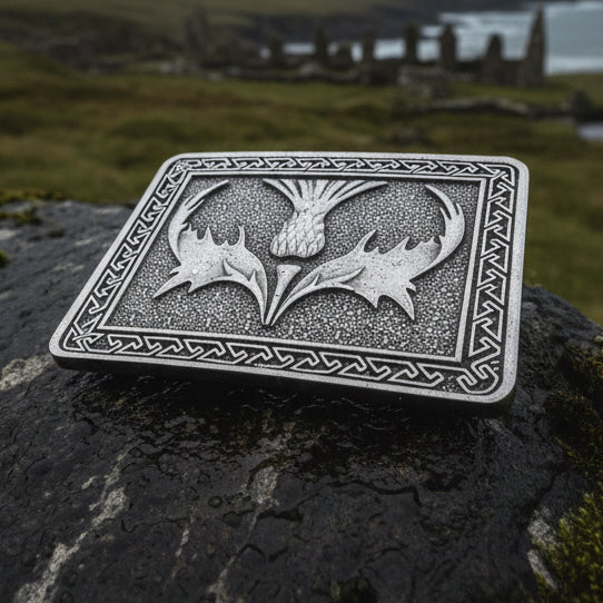 Bold Scottish Thistle Kilt Belt Buckle - Handmade in Scotland