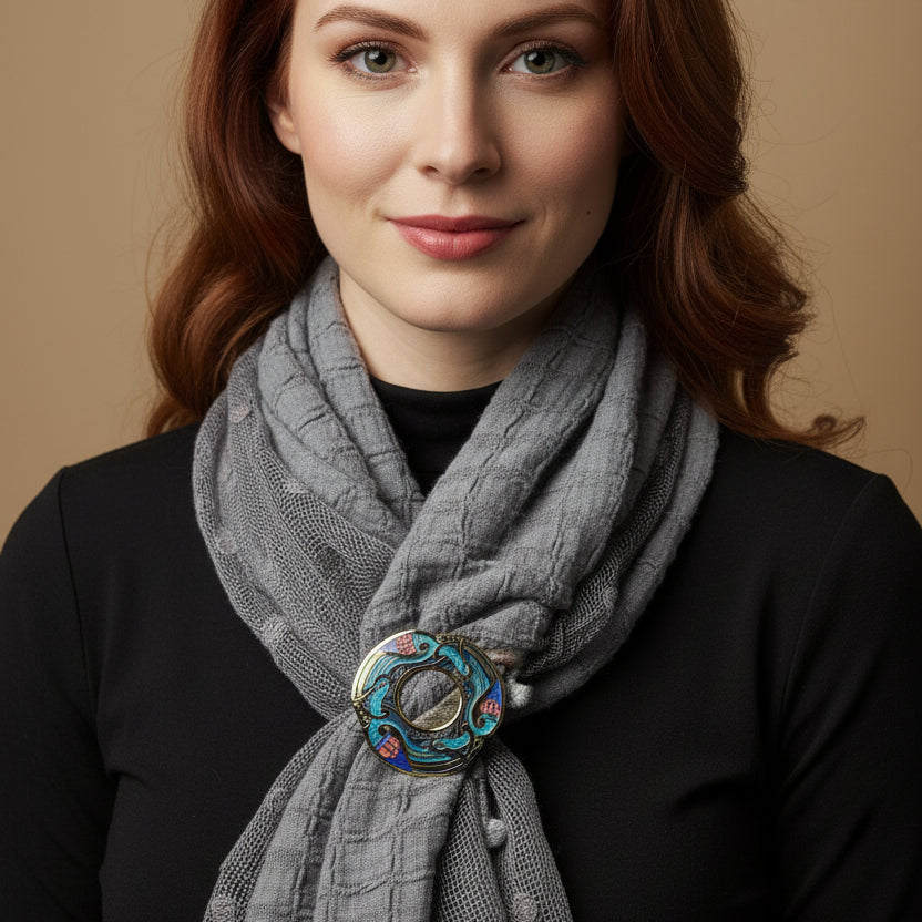 Enamel Celtic Birds Scarf Ring