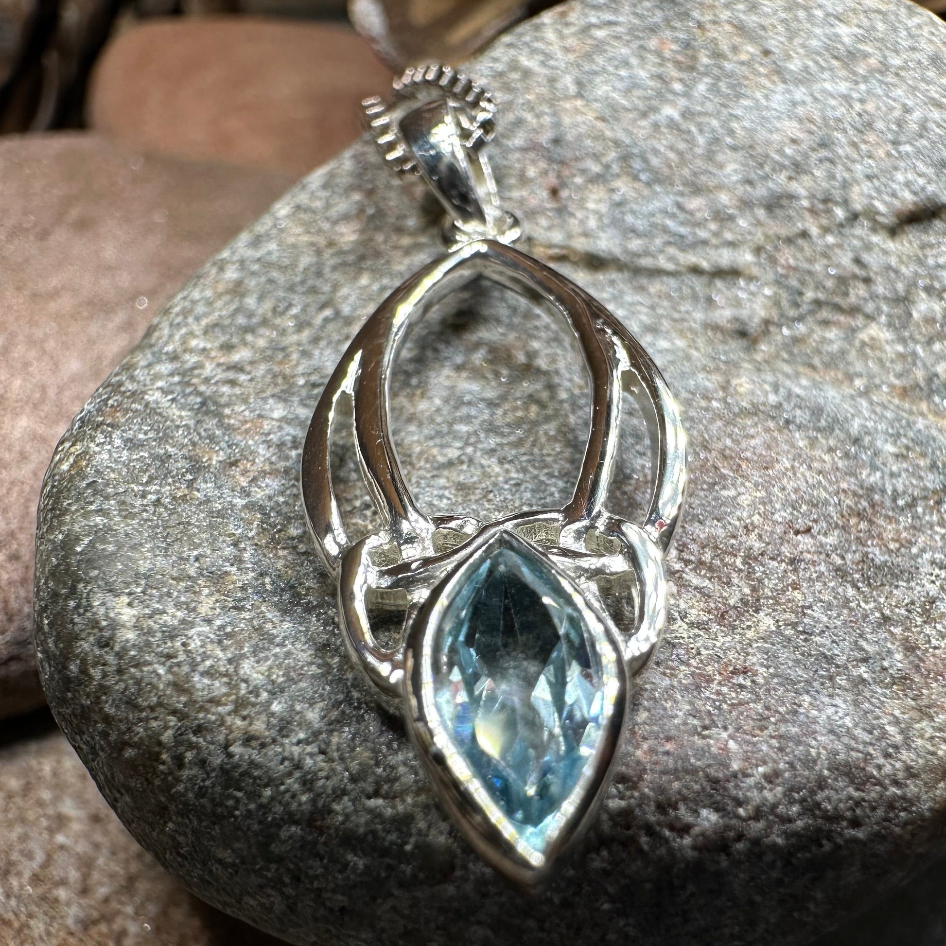 Vanessa Trinity Knot Blue Topaz Necklace — view 3