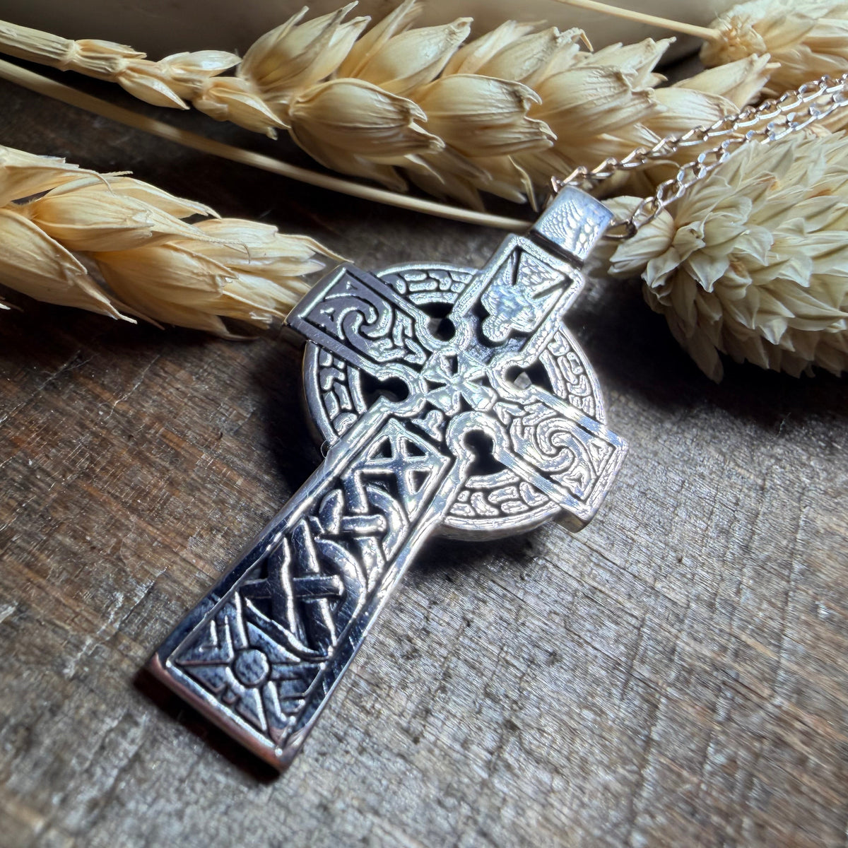Holy Spirit Celtic Cross Necklace in Sterling Silver