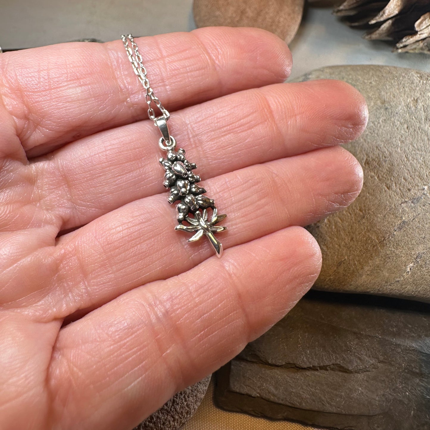 Highland Scottish Heather Necklace in Sterling Silver — view 4