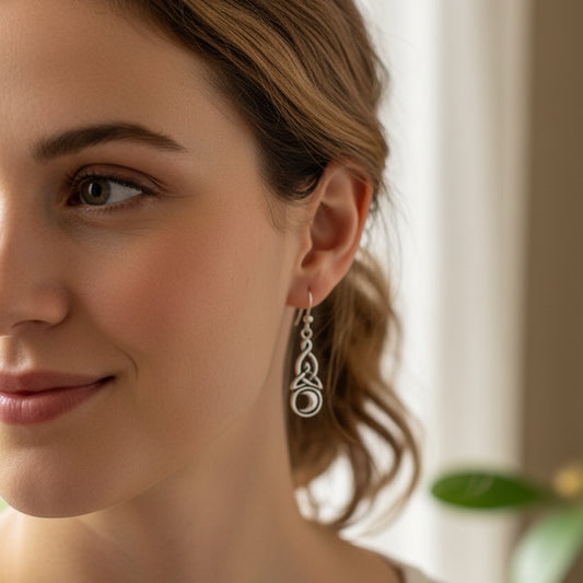Cassiopeia Celtic Moon Earrings in Sterling Silver