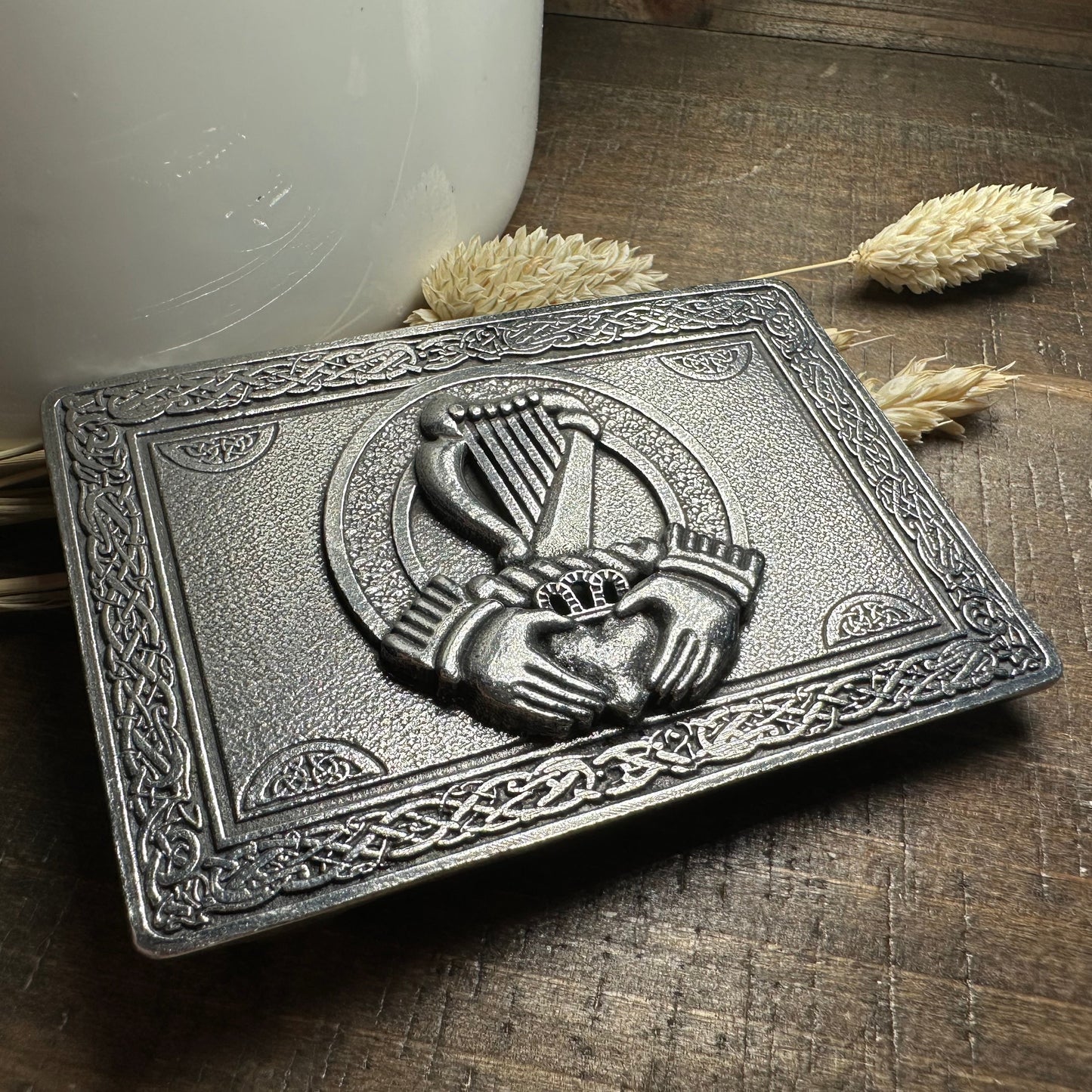 Irish Claddagh Harp Kilt Belt Buckle for Men