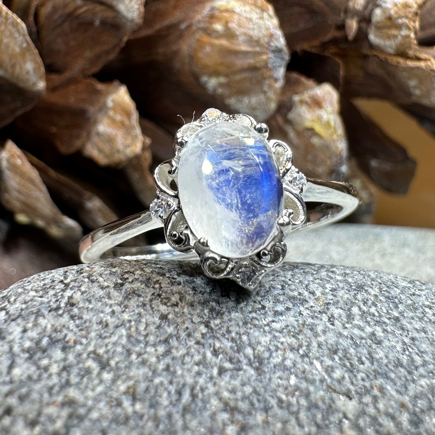 Allora Moonstone Ring in Sterling Silver