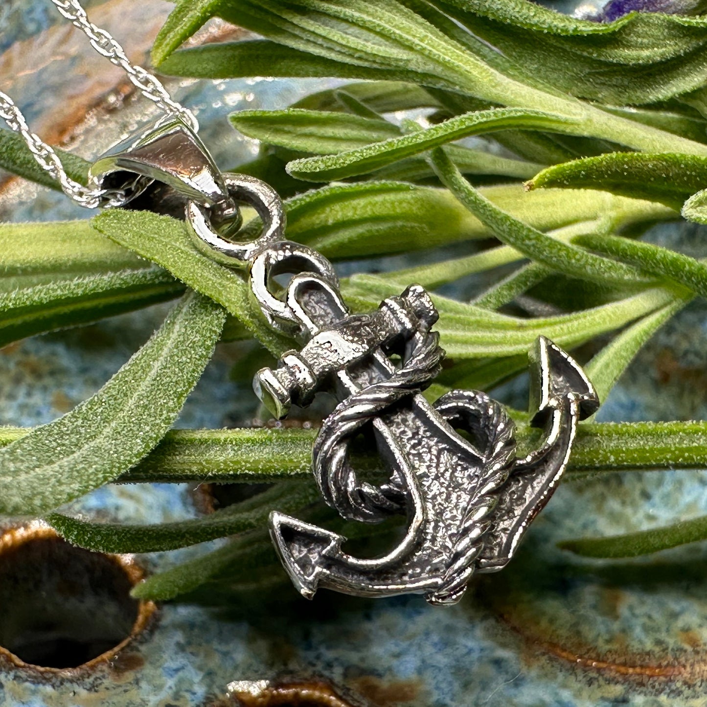 Pittenweem Petite Anchor Necklace in Sterling Silver