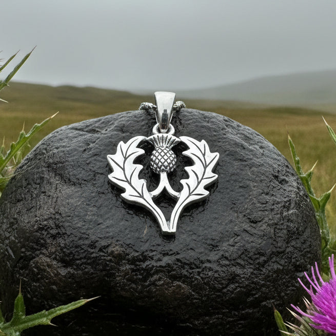 Aberdeen Scottish Thistle Necklace in Sterling Silver