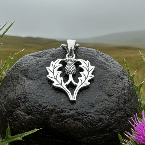 Load image into Gallery viewer, Aberdeen Scottish Thistle Necklace in Sterling Silver
