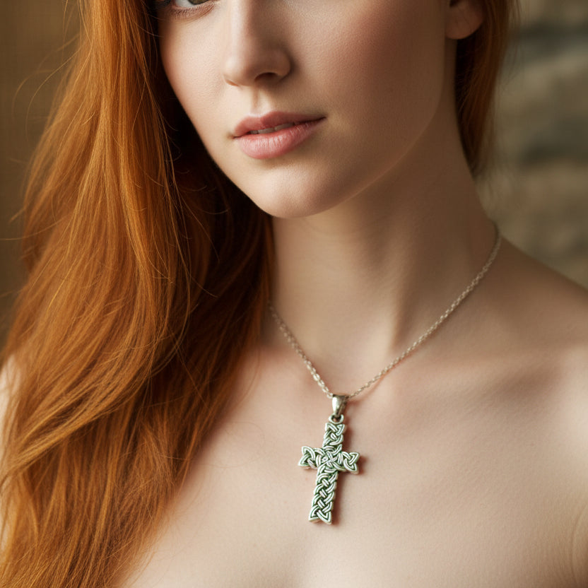 Rock of Ages Celtic Cross Necklace in Sterling Silver