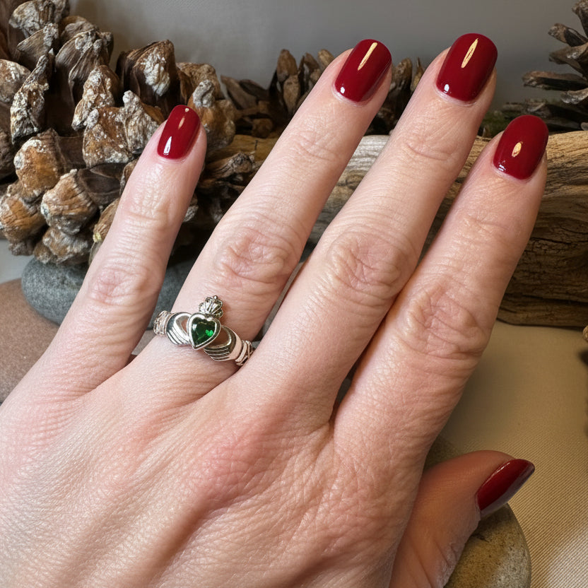 Irish Claddagh Trinity Knot Ring in Sterling Silver — view 10