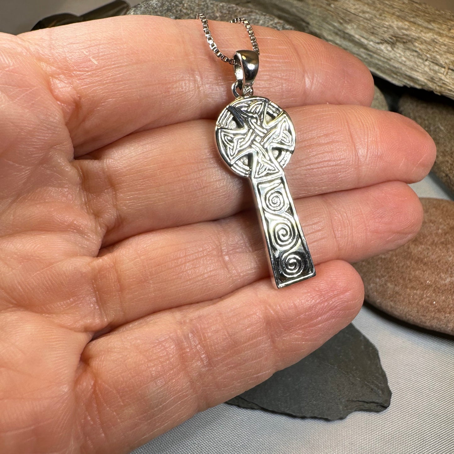 Alasdair Celtic Cross Necklace in Sterling Silver
