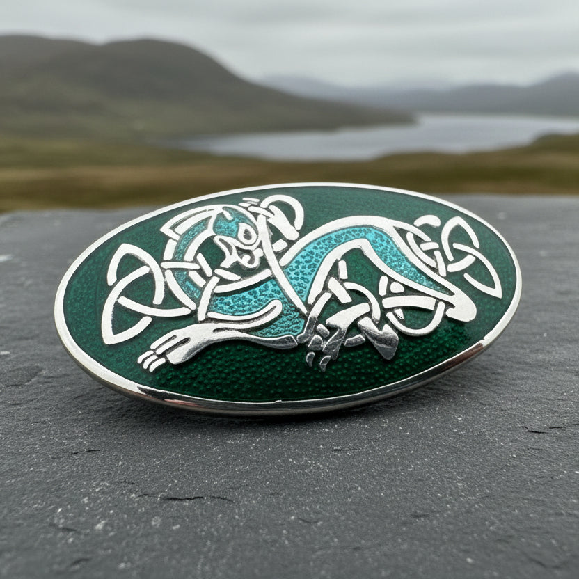 Enamel Celtic Dragon Pin — Mythic Jewelry