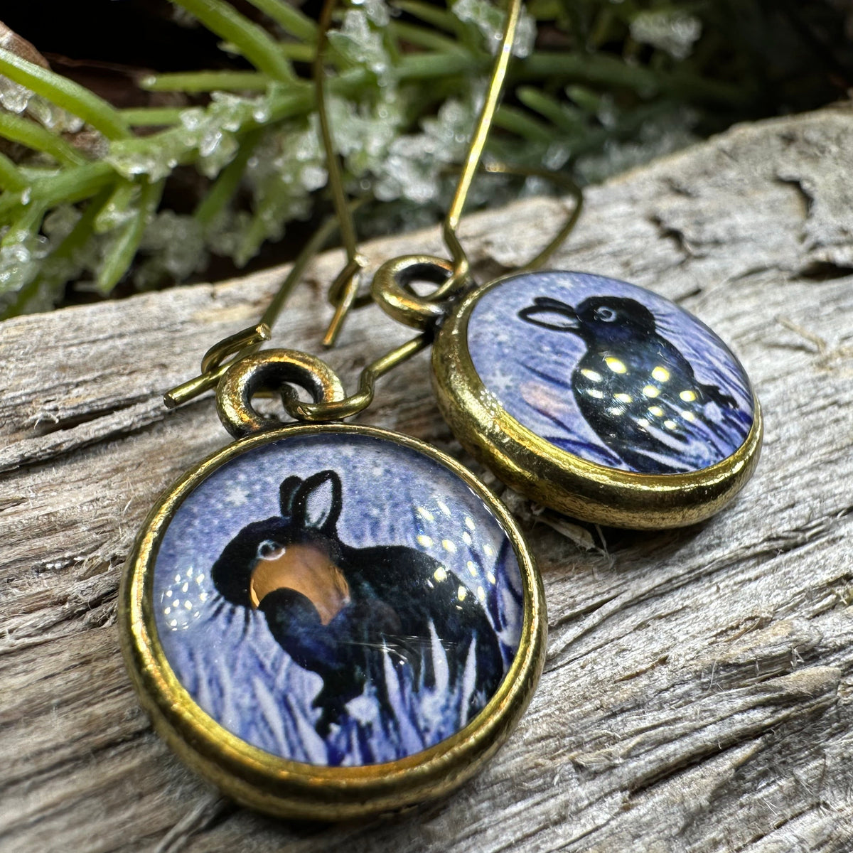 Twilight Rabbit Art Earrings – Celtic Crystal Design Jewelry