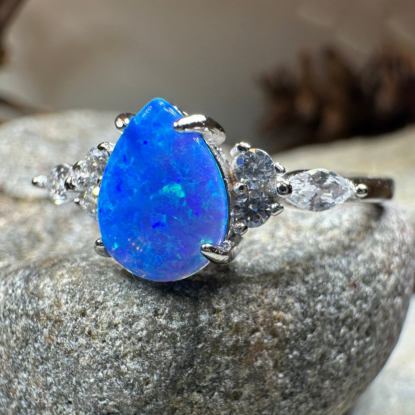 Allure Blue Fire Opal Ring