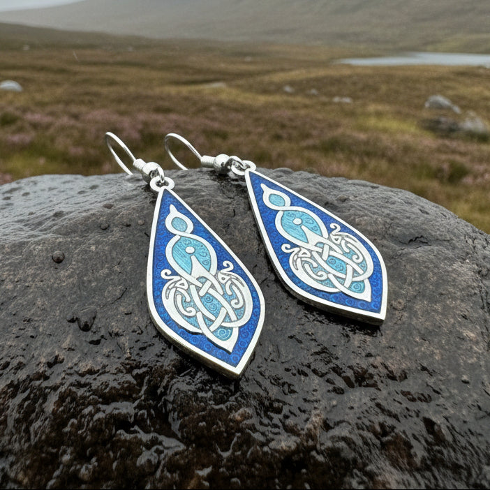 Aura Enamel Celtic Teardrop Earrings