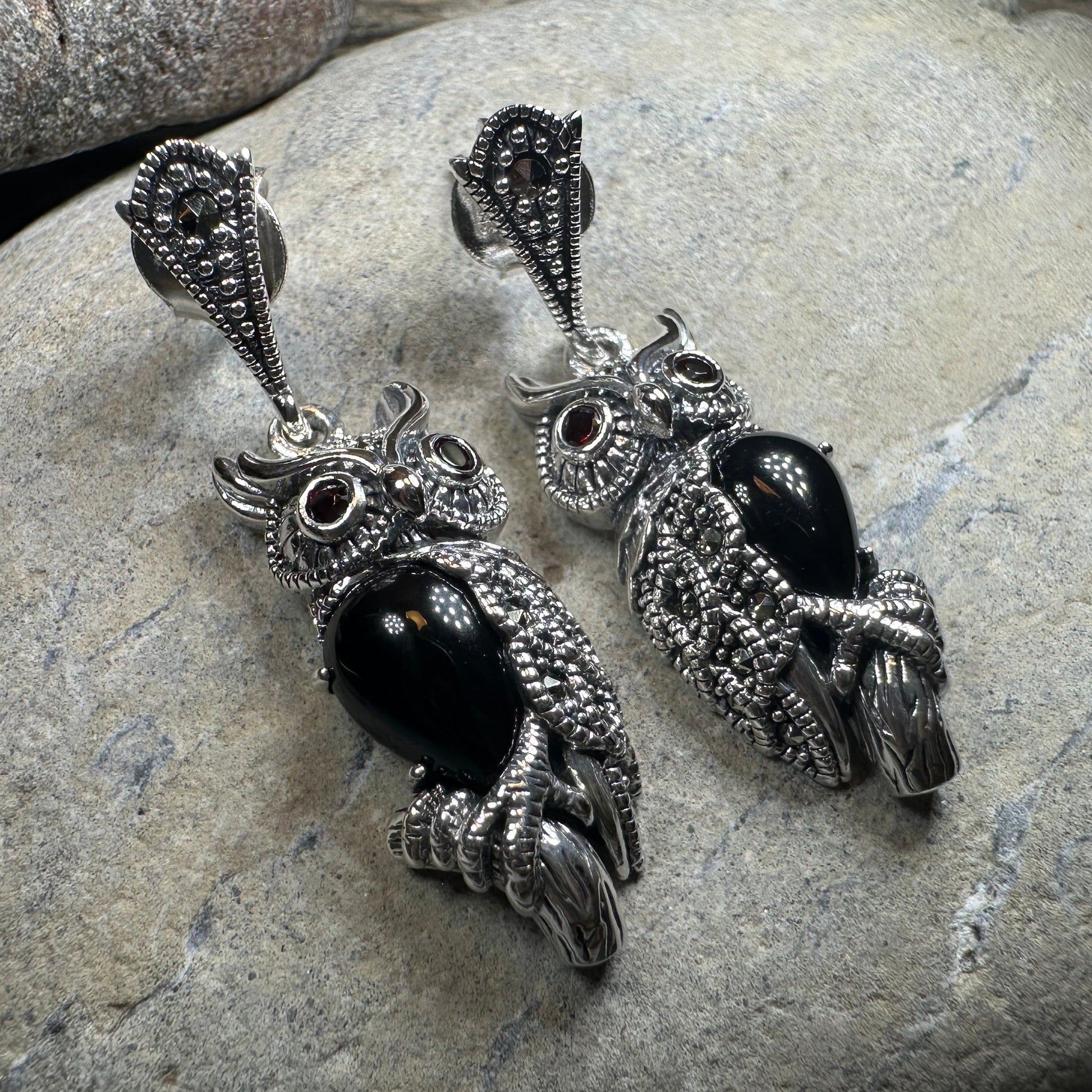 Marcasite Owl Earrings — view 10