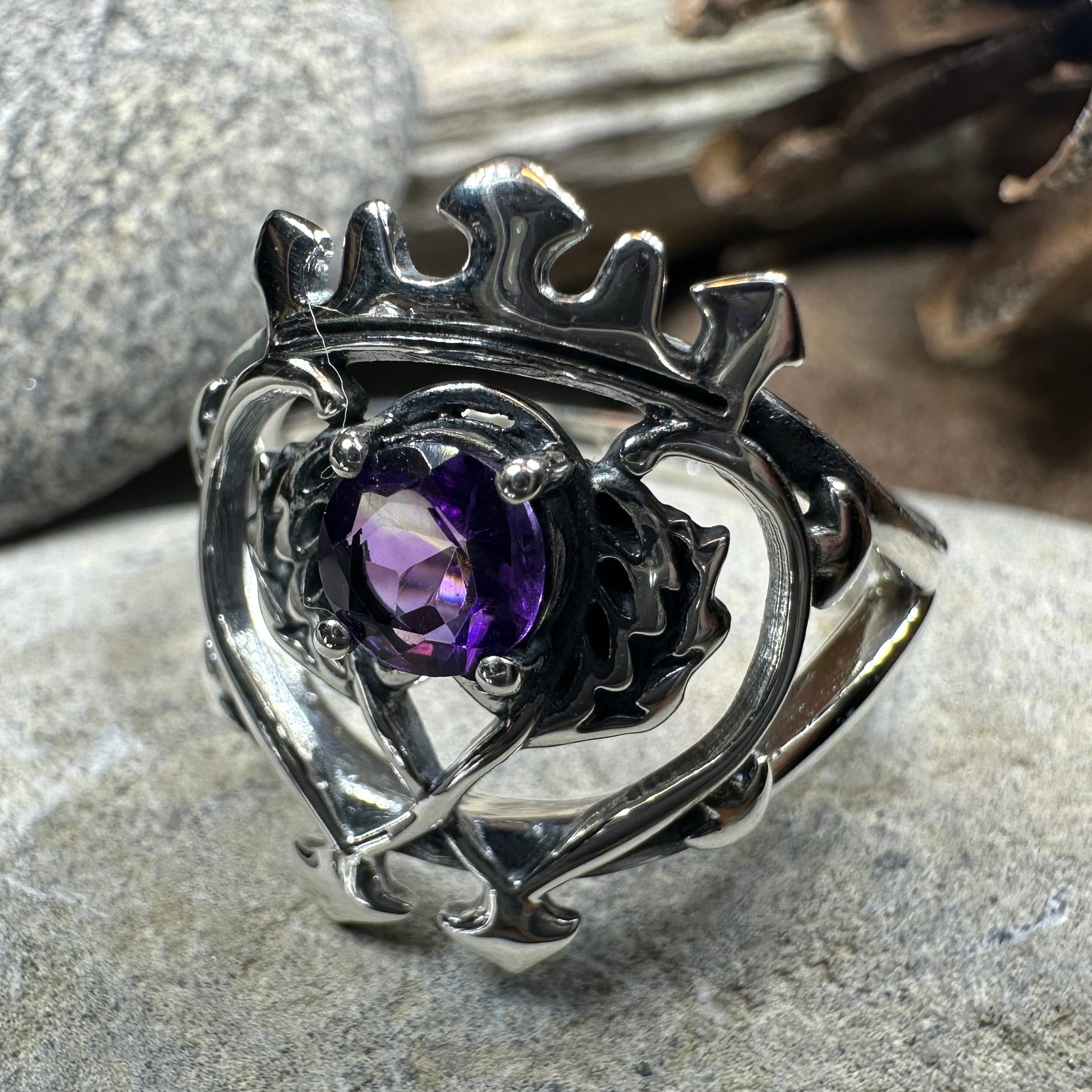 Dedication Scottish Luckenbooth Amethyst Ring in Sterling Silver — view 3