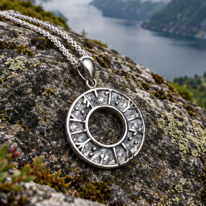 "My Love, Kiss Me" Norse Runes Necklace in Sterling Silver