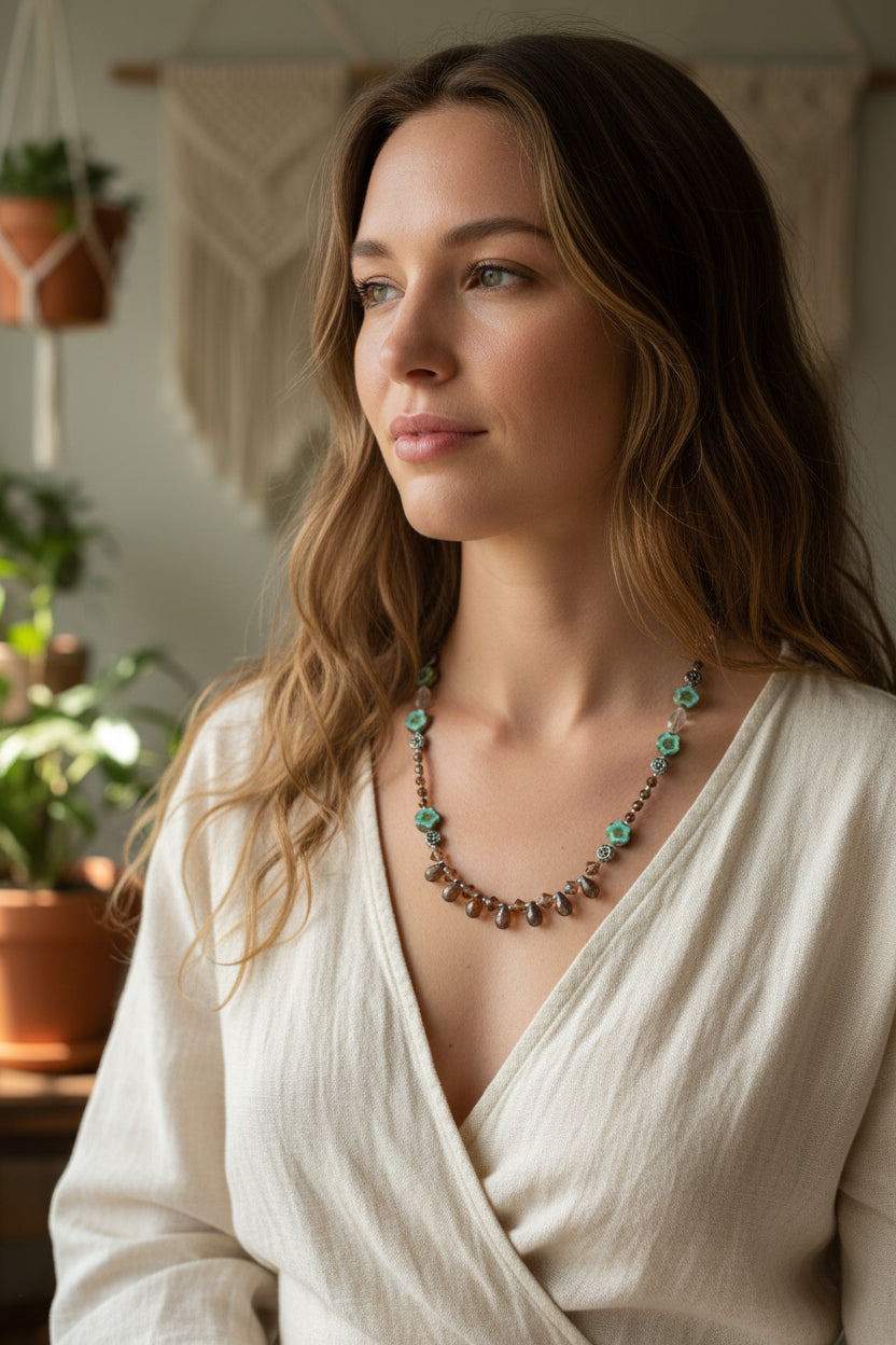 Lotus Dawn Crystal Necklace — view 9