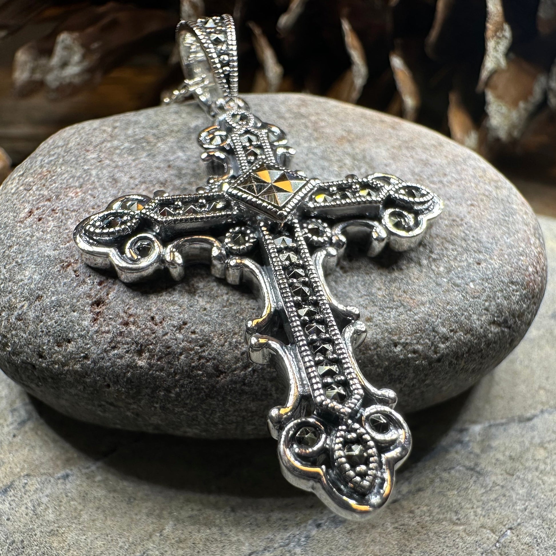 Jehanne Marcasite Cross Necklace — view 11
