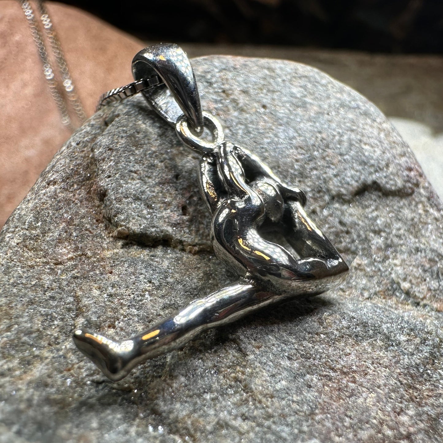 Yoga Pose Silver Necklace in Sterling Silver