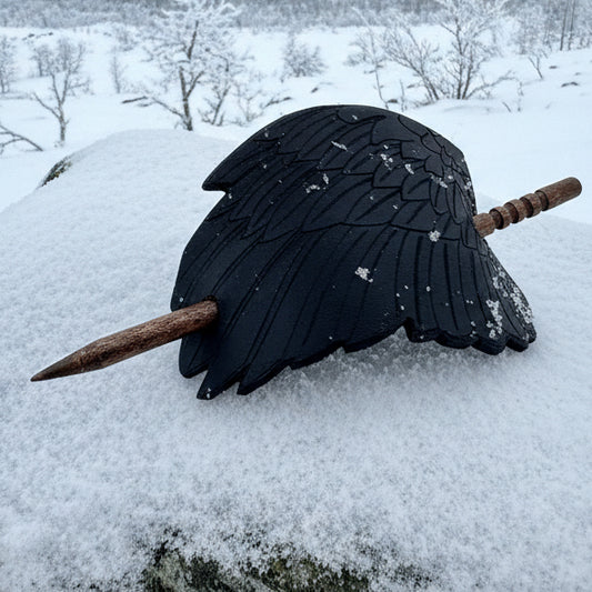 Black Raven Wing Leather Hair Slide for Women
