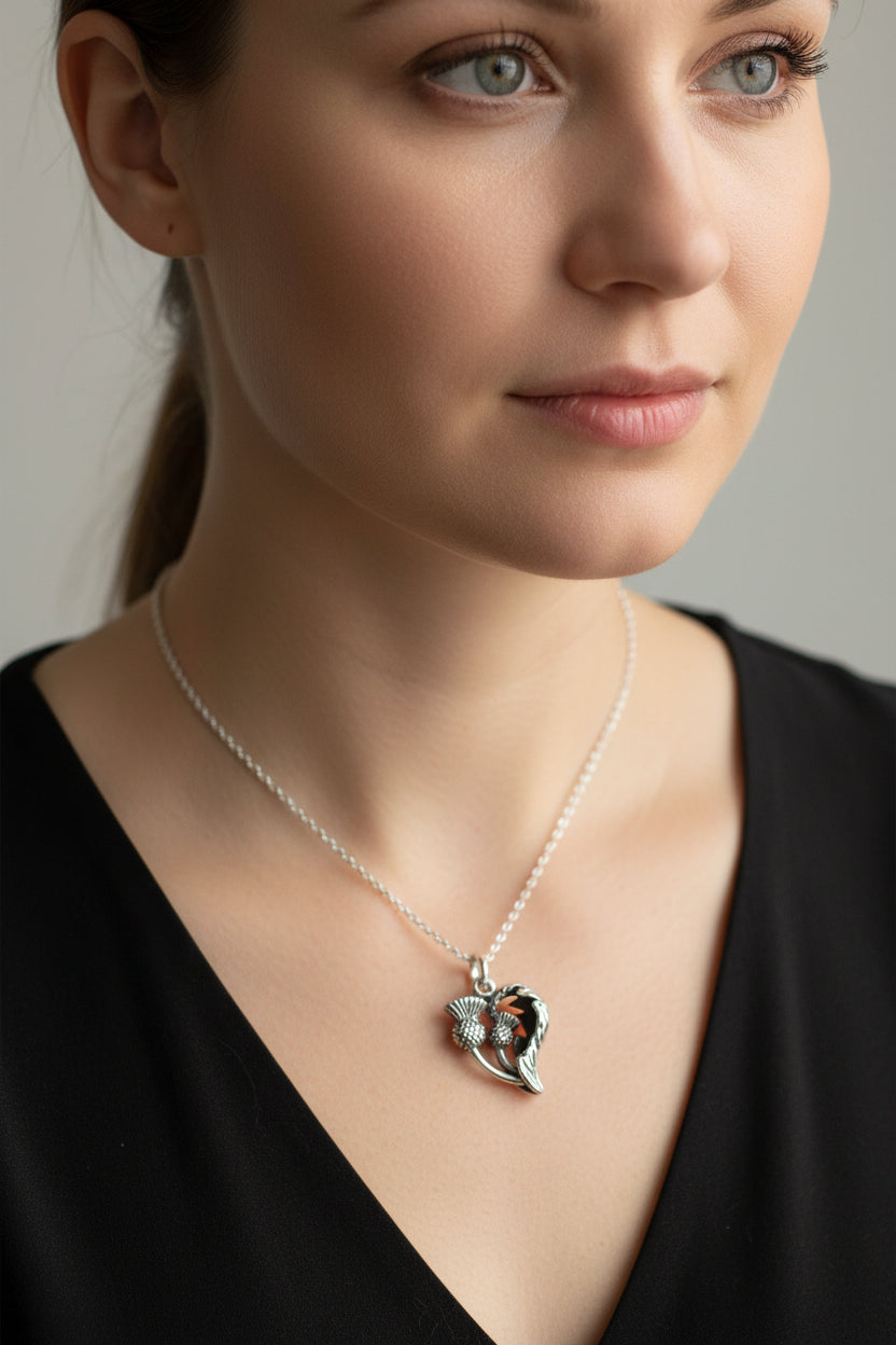 Erskine Scottish Thistle Necklace in Sterling Silver — view 6