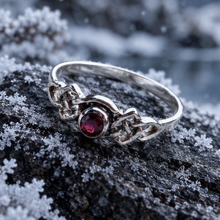 Dahlia Celtic Knot Garnet Ring for Women