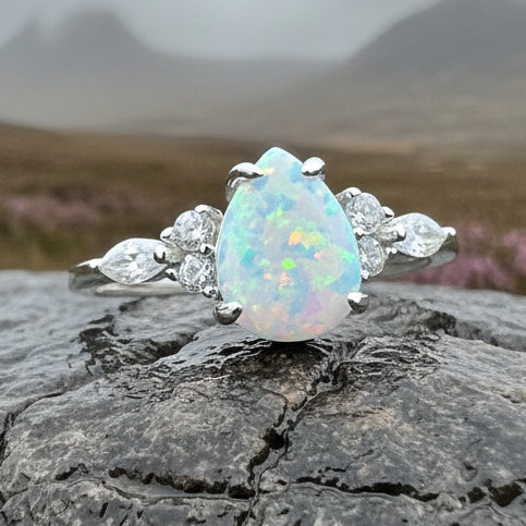 Allure White Fire Opal Ring
