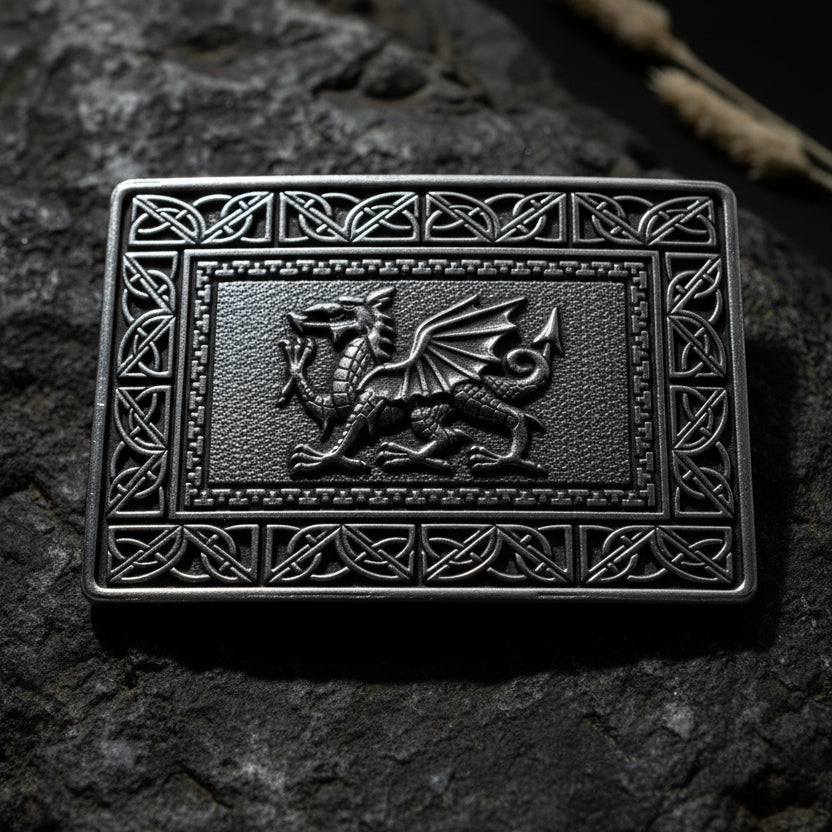 Celtic Welsh Dragon Kilt Belt Buckle - Handmade in Scotland