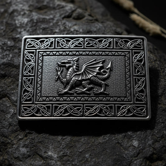 Celtic Welsh Dragon Kilt Belt Buckle - Handmade in Scotland