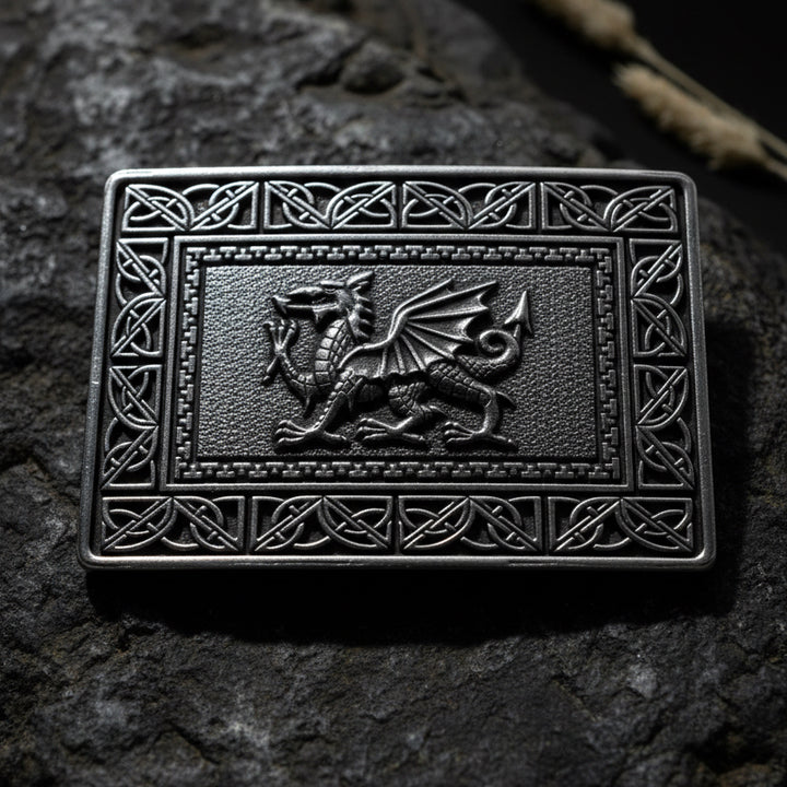 Celtic Welsh Dragon Kilt Belt Buckle - Handmade in Scotland