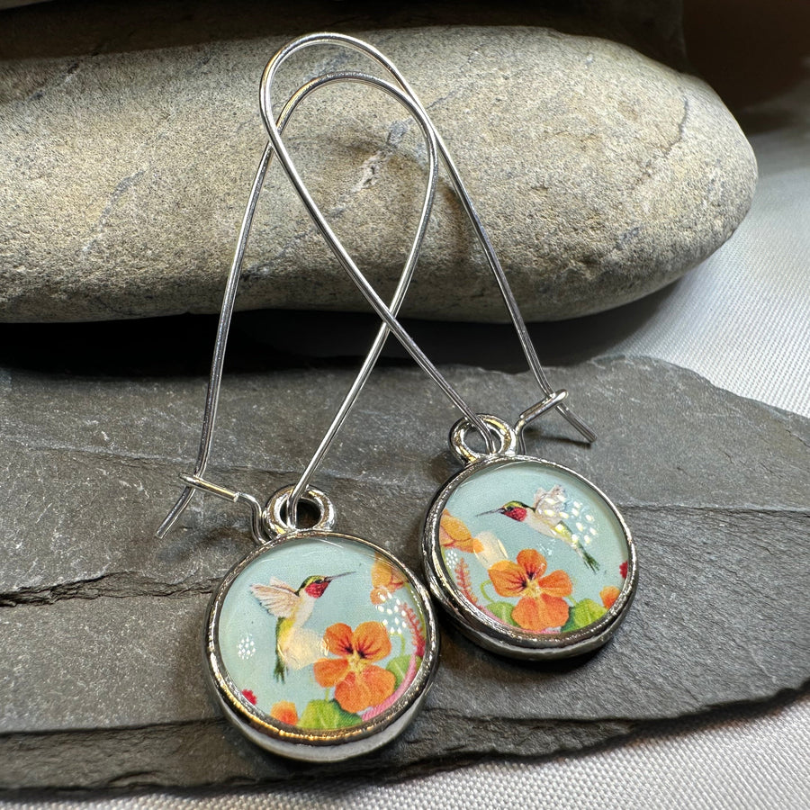 Busy Hummingbird Art Earrings